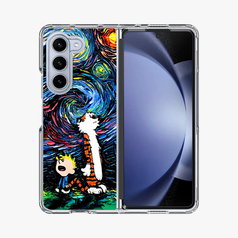 Calvin and Hobbes Art Starry Night Samsung Galaxy Z Fold 5 Case