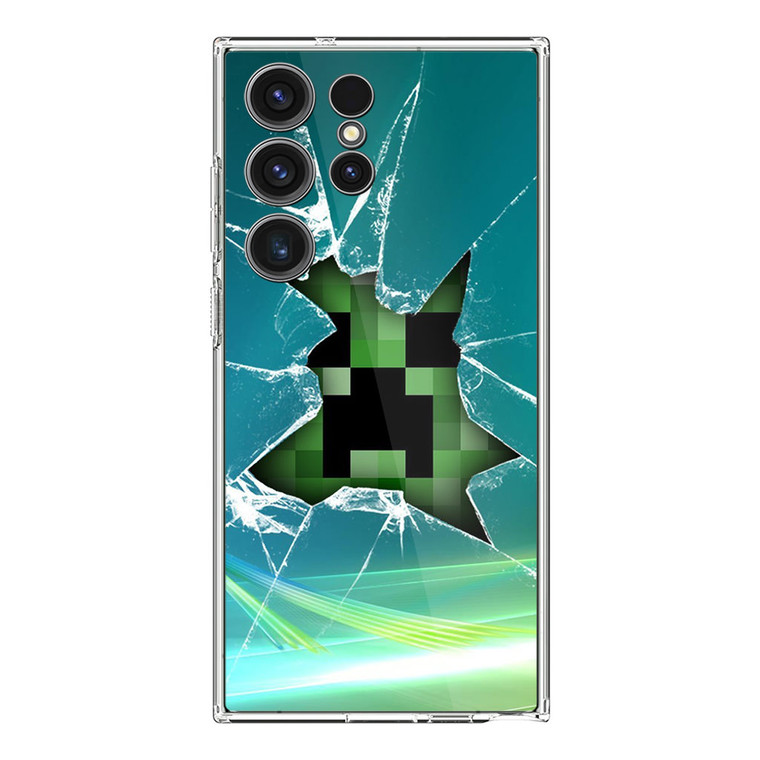 Minecraft Creeper Glass Broken Samsung Galaxy S24 Ultra Case