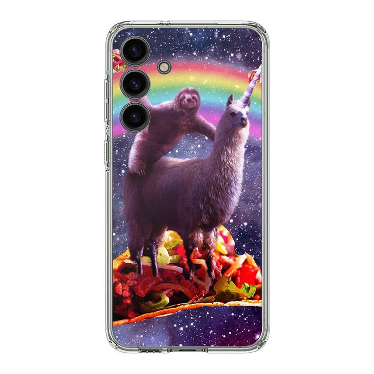 LLama and Sloth on space Samsung Galaxy S24 Plus Case