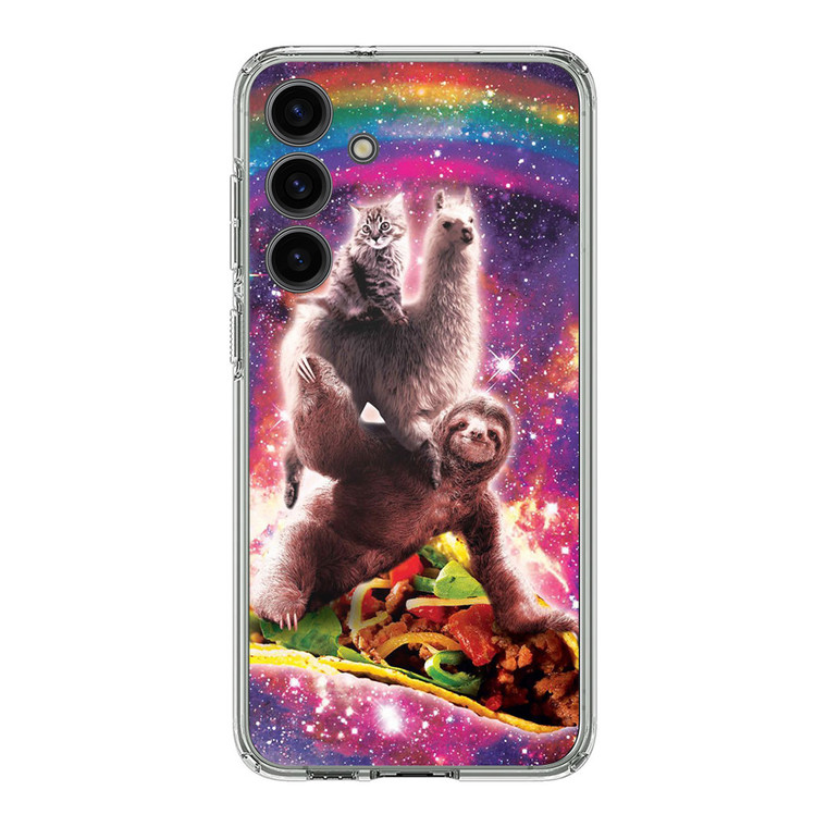 LLama Sloth and Cat Playing Together Samsung Galaxy S24 Plus Case