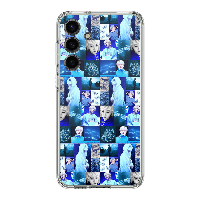 BTS Suga Blue Aesthetic Collage Samsung Galaxy S24 Plus Case