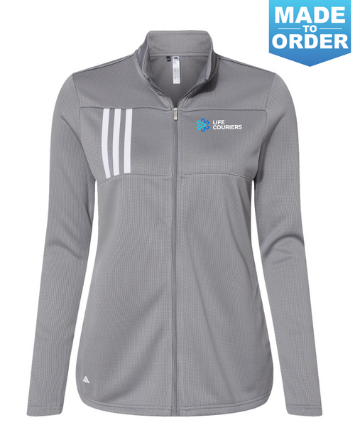 Adidas Ladies 3-Stripes Double Knit Full-Zip - Grey / Three White