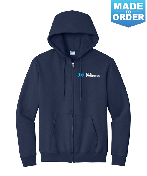Port & Co™ Essential Fleece Full-Zip Hooded Sweatshirt - Navy