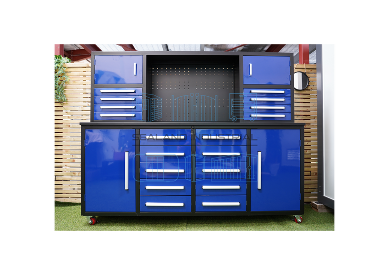 7ft Storage Workbench with 18 drawers and 4 cupboards