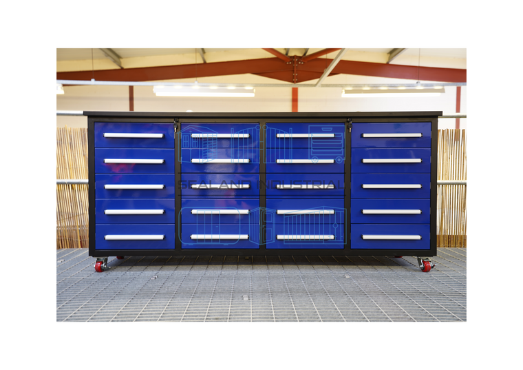 7ft Blue Storage Workbench with Drawers