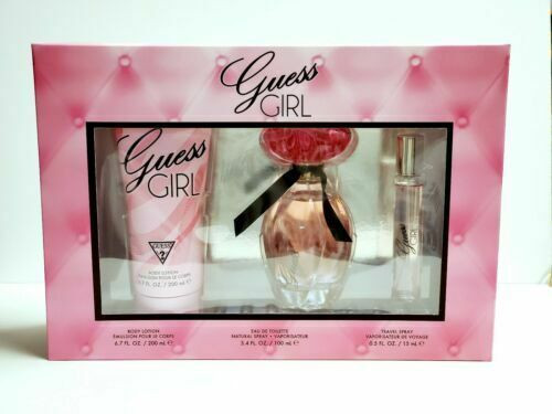 Guess Girl 3 pc Gift set 3.4 oz EDT + 6.7 oz Body Lotion + 15 ml spray mini