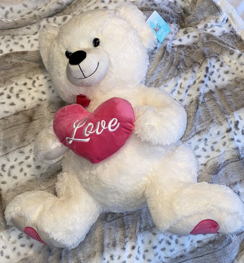 “Hug Me” Sitting Plush Teddy Bear Stuffed Animal With Heart Love 24"