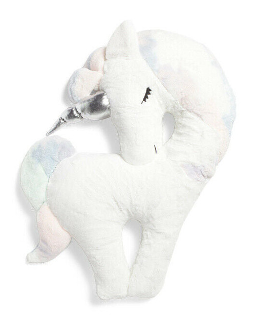 Frolics Unicorn Stuffed Plush Pillow 32" White Rainbow Jumbo  . Frolic