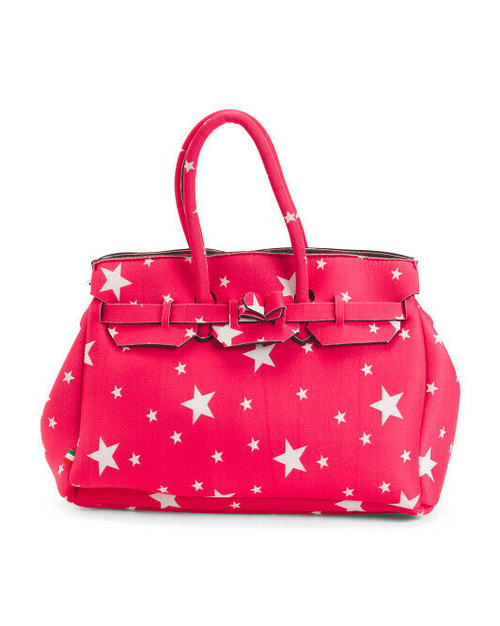 VIA VICTORIA Italy Stars Detail Satchel Fuchsia white stars