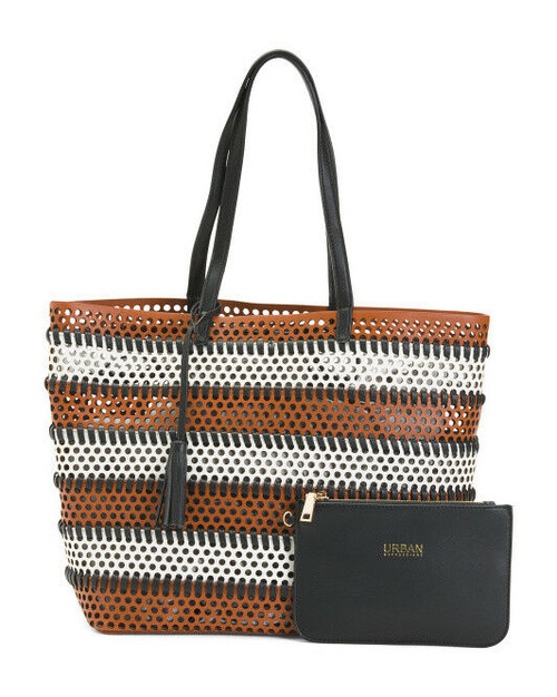 URBAN EXPRESSIONS Perforated Tote With Wristlet handbag bag