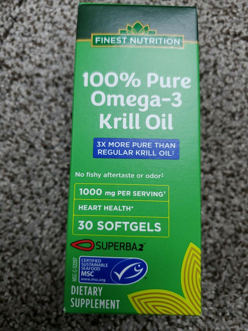 Finest Nutrition 100%Pure Omega-3 Krill Oil +1000 mg per Serving 30 Softgel 8/23