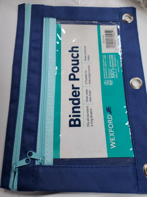 1 X Wexford Fabric Carry-All Zipper Pencil Case BLUE