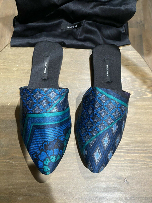 Natori Empress Black / Harbor Blue Slippers Velvet Philippines Size 6 Turquoise-2