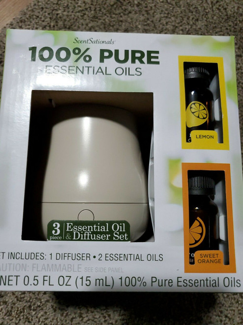 Scentsationals Essential Oil Diffuser Set With Lemon & Sweet Orange Oil