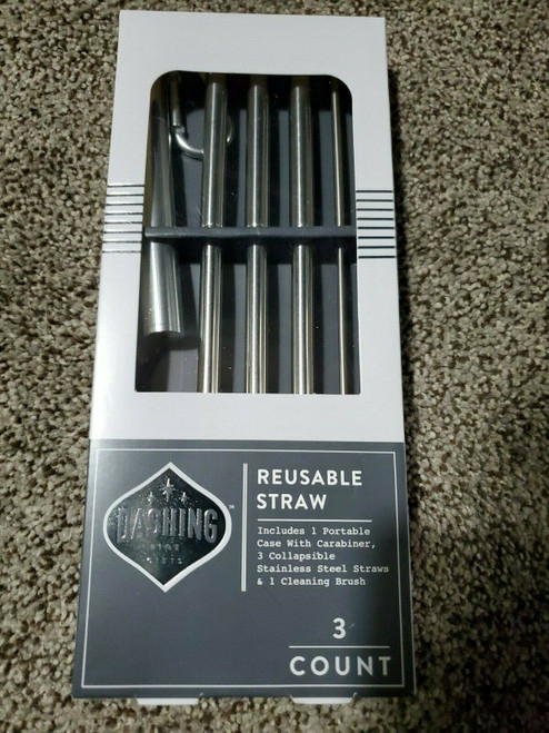 Dashing Reusable Straw Gift Set with 3 Collapsible Stainless Steel Straws Case