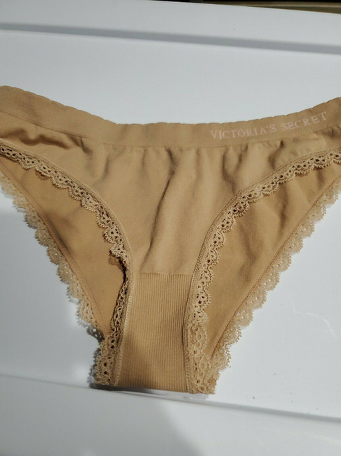 VICTORIA 'S SECRET PANTY CHEEKY BIKINI CHEEKINI size M  BEIGE NUDE TAN