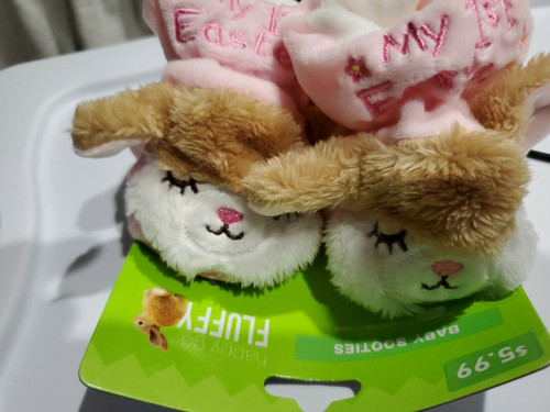 Happy Go Fluffy Baby Girl's First Easter Pink Booties