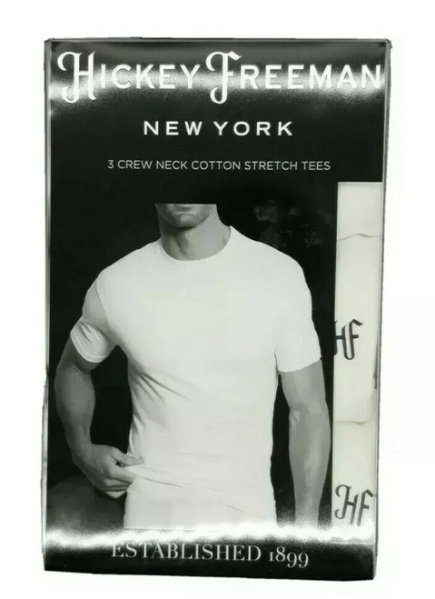 Hickey Freeman 3 Crew Neck Cotton Stretch T-Shirts Small White