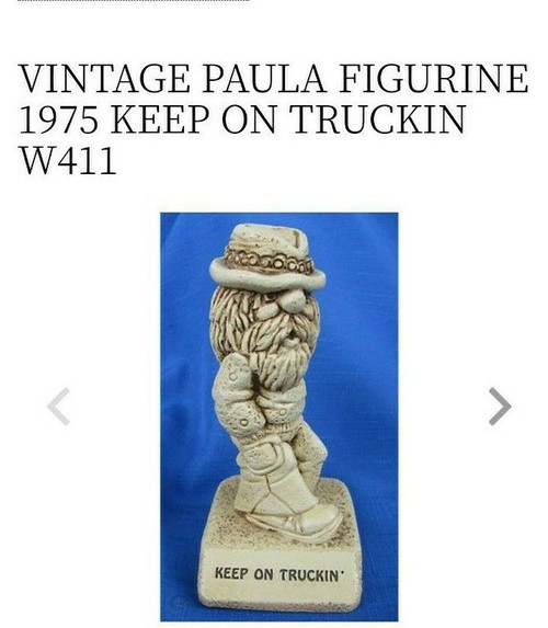 Keep on truckin vintage Paula 1975 W411 vintage wood figurine