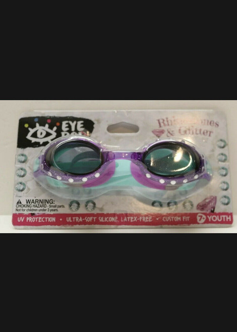 Eye Pop Rhinestone and Glitter Latex Free Swim Goggles with UV Protection