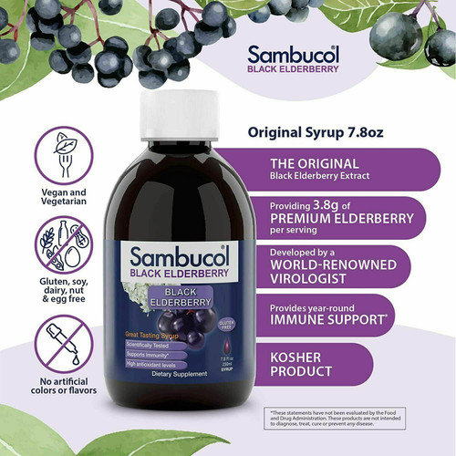 Sambucol Black Elderberry Syrup Original Formula, 7.8 Ounce Bottle 5/2023