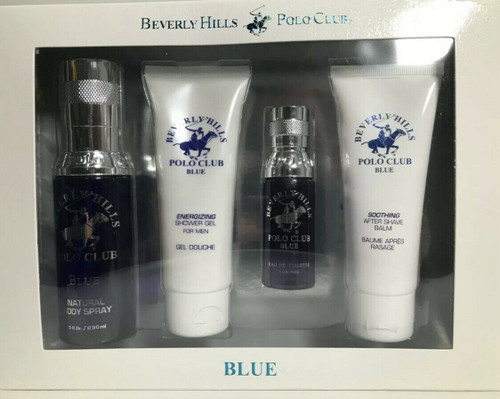 Beverly Hills Men Polo Club BLUE 4 pc Gift Set