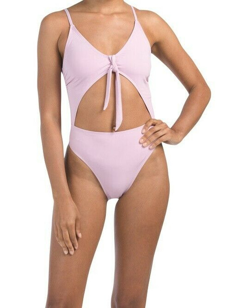 DIPPIN DAISY Tie Front Cheeky Coverage One-piece Swimsuit Size M LILAC