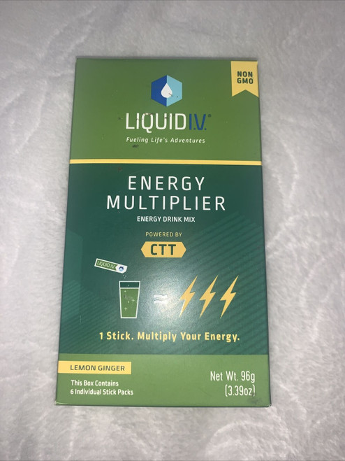 Liquid IV Energy Multiplier Lemon Ginger Drink Mix 6 Sticks Exp 03/2022