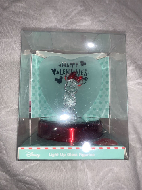 Disney Light Up Glass Figurine Happy Valentines Day