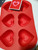 VALENTINE'S DAY Mini Silicone Candy Mold  HEART'S w/DESIGNS 6 Mini Cavities RED