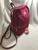 Bebe Danielle Backpack Dark Pink Velvet Quilted Laptop Sleeve Gold Zipper