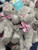 Grey  W Pink Glitter Plush Bunny Rabbit 10”