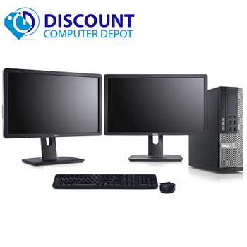Cheap, used and refurbished Dell 3020 Desktop Computer Quad i5 3.2GHz Win10 Pro w/ Dual 2x22" Dell Monitors and WIFI