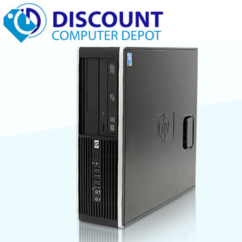 Right Side View HP Elite/Pro Desktop Computer PC Dual Core 2.8GHz 4GB 250GB Windows 10 w/19" LCD and WIFI