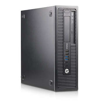 Cheap, used and refurbished HP Elite G1 Series SFF Desktop Computer with Intel i5 (4th Gen) Processor 8GB 128GB SSD Windows 10 Professional and Dual 20" HP e201 LCD Monitors and WIFI