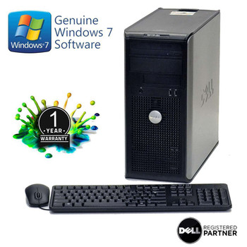 Left Side View Refurbished Dell Optiplex 780 2.9 GHz Dual Core, Core 2 Duo Tower 8GB 1 TB Windows 7, (win 7) Pro