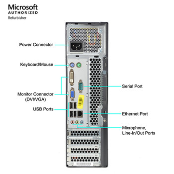 Right Side View Lenovo ThinkCentre M73 Small Form Factor Business Desktop Intel Core i5 4th Gen 4570 (3.20 GHz)8GB RAM 1TB HDD Intel HD Graphics, Windows 10 Pro 64-bit, Wifi, Keyboard & Mouse