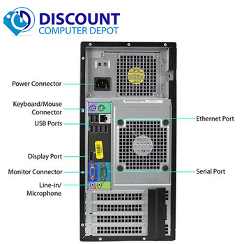 Right Side View Dell OptiPlex 990 Computer Tower PC Quad i7 3.4GHz 16GB  512GB SSD Windows 10 Pro