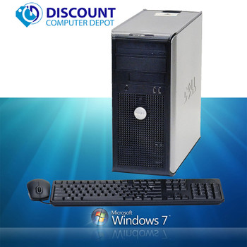 Cheap, used and refurbished Fast Dell Tower Desktop Computer Dual Core 3.4Ghz 8GB 1TB Windows 7 WIFI DVD