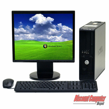 Front View Windows 7 Premium Dell Optiplex 755 2.2 GHz, Core 2 Duo Small Desktop  LCD Computer Monitor