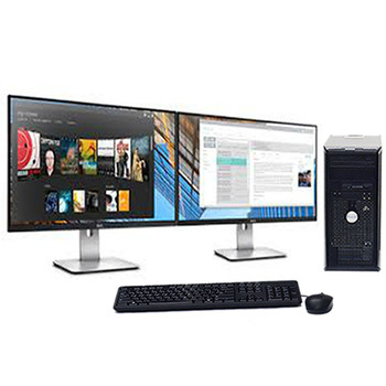 Front View Dell Optiplex 760 3 GHz, Core 2 Duo, Tower 8GB 500GB Windows 7 Pro & Dual 20" LCD Monitors