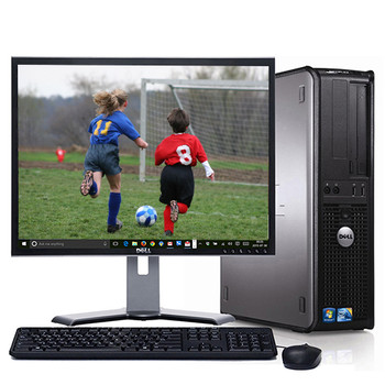 Right Side View Dell Optiplex Desktop Computer Windows 10 Core 2 Duo 4gb 1TB w/17" LCD