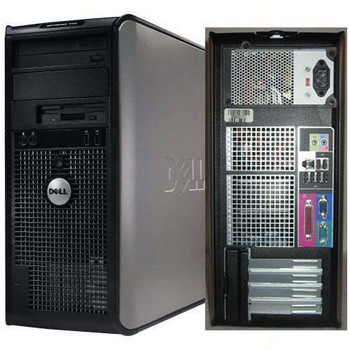 Front View Refurbished Dell Optiplex 780 3.0 GHz Core 2 Duo Desktop Tower 8GB RAM 2 TB Hard Drives, No Operating System
