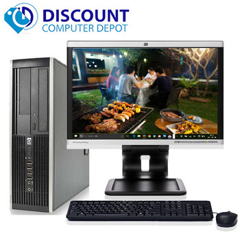 Front View HP Elite Desktop Computer PC C2D 3.0GHz 4GB 250GB 19" LCD Wifi Windows 10