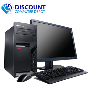 Cheap, used and refurbished Lenovo Windows 10 Pro Desktop Computer PC C2D 2.13GHz 4GB 250GB w/17" LCD and WIFI