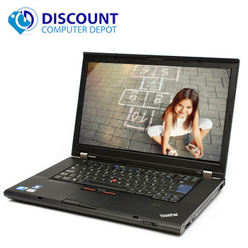 Front View Lenovo ThinkPad 15.6"T500 C2D Laptop Windows 10 4GB Ram 160GB Hard Drive DVD WiFi Power Adapter