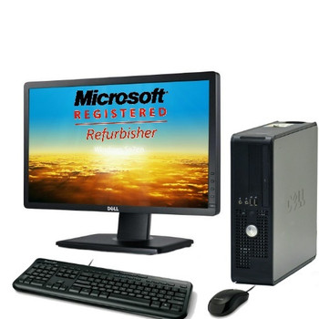 Right Side View Dell Optiplex 780 3 GHz Dual Core, Core 2 Duo Small Desktop 2GB 80GB Windows 7 & 20" LCD