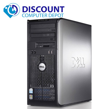 Right Side View Dell Optiplex Tower Computer Windows 10 Dual Core Desktop 4GB 80GB DVD WiFi