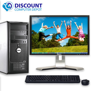 Right Side View Dell Windows 10 Optiplex Tower Computer PC Core 2 Duo 8GB 1TB DVDRW 19" LCD