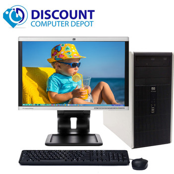 Front View HP 7800 Windows 10 Tower Desktop Computer PC C2D 3.0GHz 4GB 500GB w/19" LCD